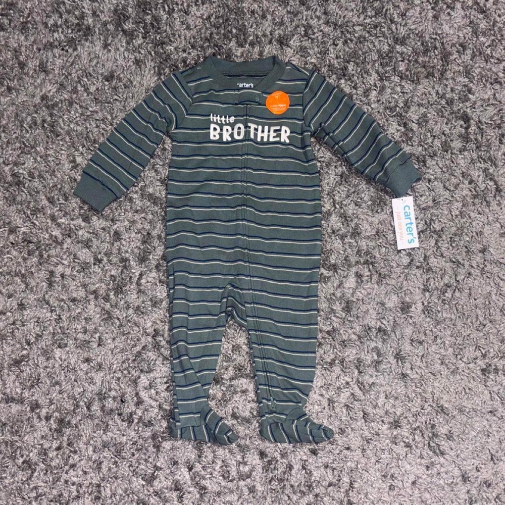 Carter's Green Baby Boys 6M Brand New Infant Sleepwear Little Brother